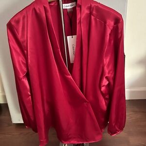 Calvin Klein red long sleeve  blouse size 1X